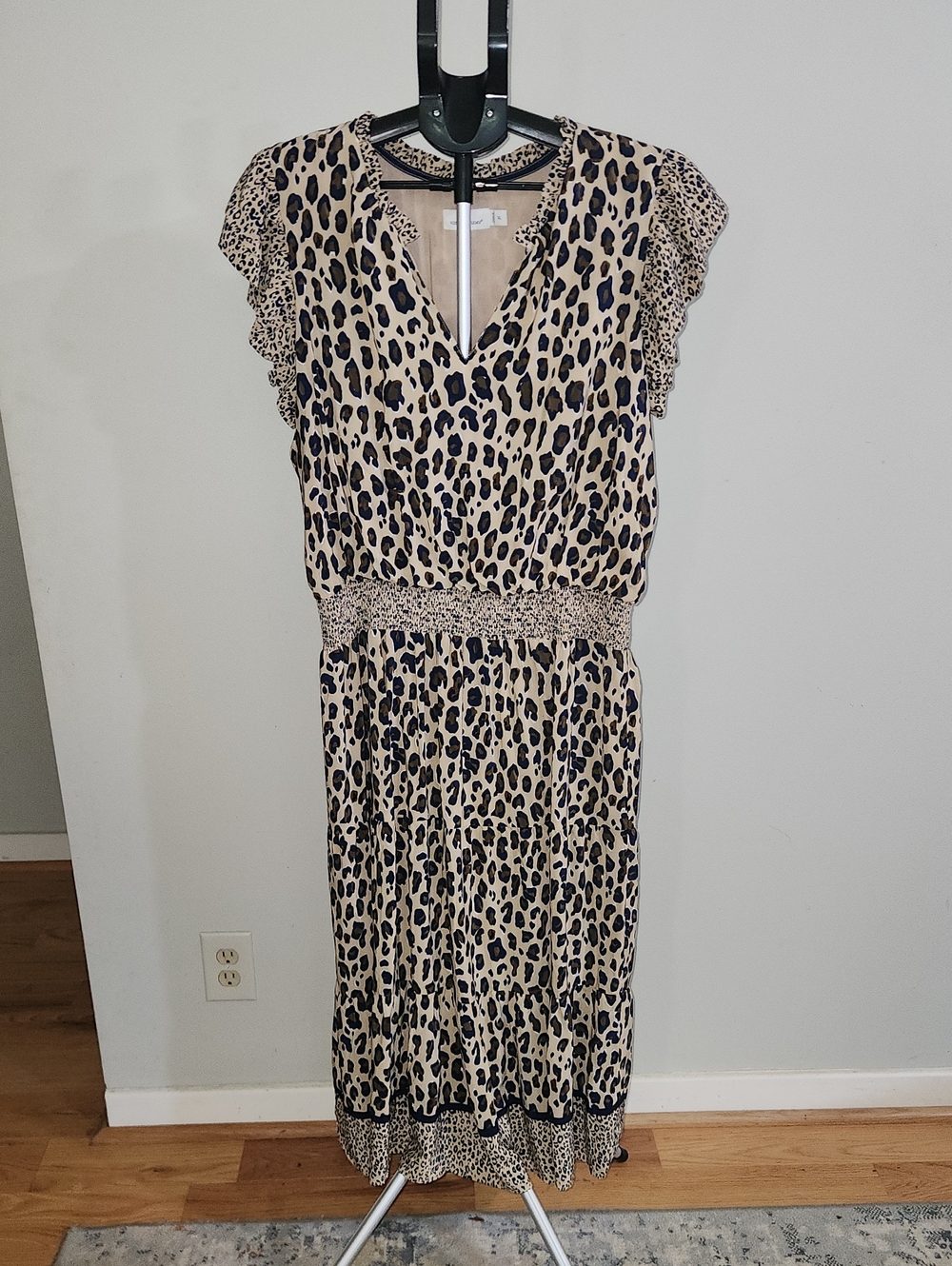 Vineyard Vines Borderline Cheetah Midi Dress. Size XL.